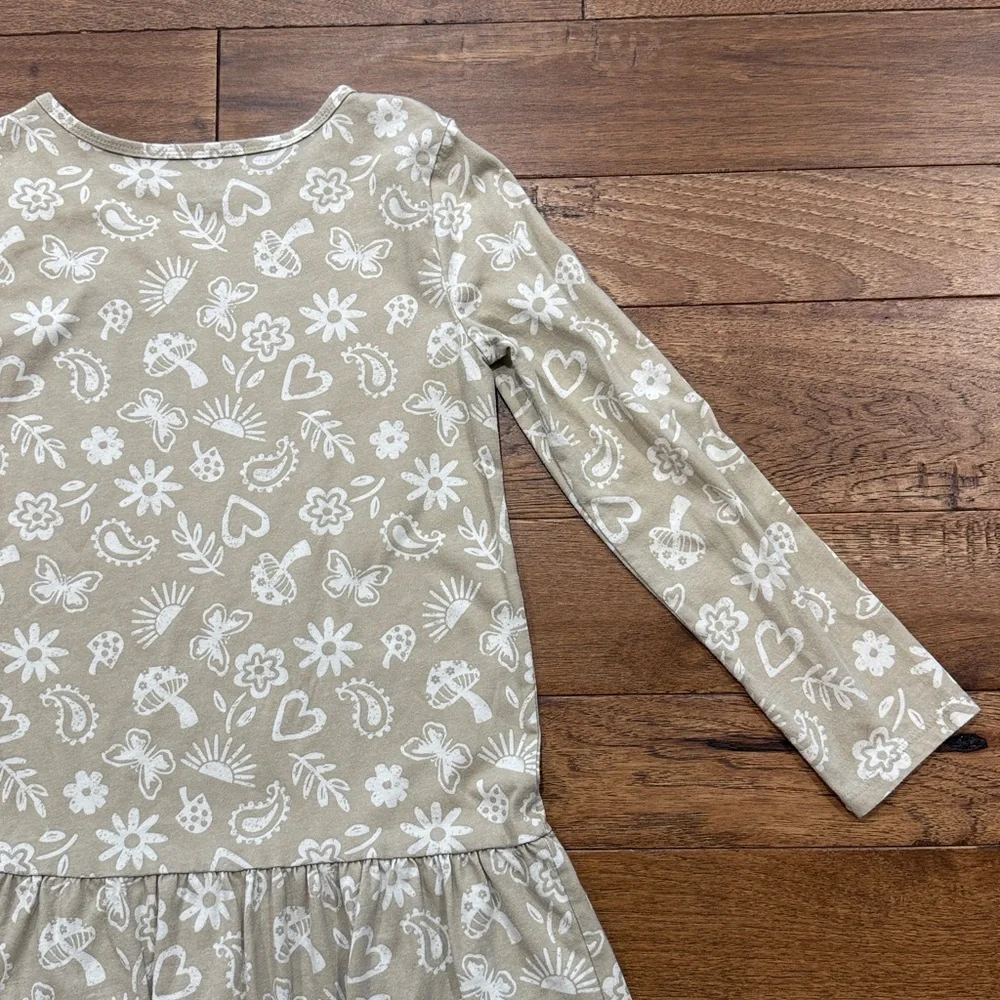Carters Kids Boho Icon Print Ruffle Hem Long-Sleeve Dress - Size 10/10A